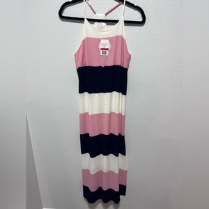 Soprano Pink White Black Color Block Racerback Maxi Dress Size XS